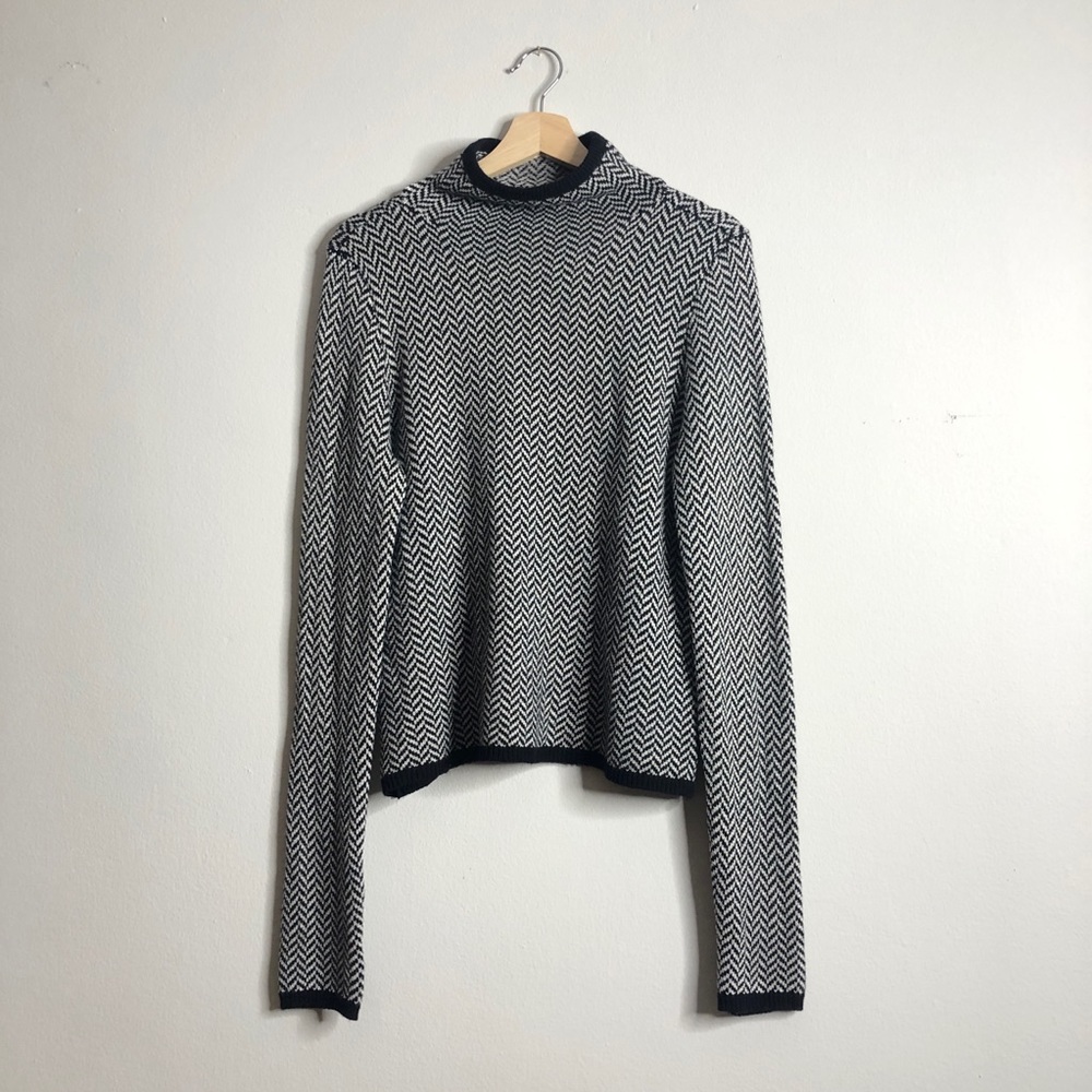 RALPH LAUREN Mock Neck Herringbone Wool Sweater